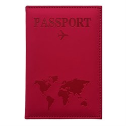Обложка для паспорта "Passport map", экокожа soft-touch, малиновая, STAFF, 238761 - фото 14977870