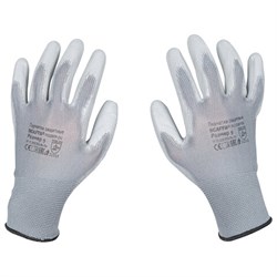 Перчатки нейлоновые SCAFFA "Базис", полиуретановое покрытие (облив), размер 8, M (средний), 00-00012434 - фото 14987571