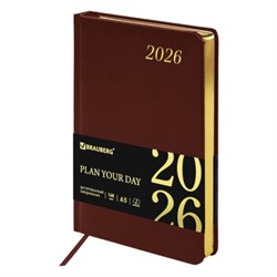 Ежедневник датированный 2026 А5 138x213 мм, BRAUBERG "Iguana", под кожу, коричневый, 117057 - фото 14988521