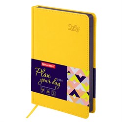 Ежедневник датированный 2026, А5, 138x213 мм, BRAUBERG "Rainbow", под кожу, желтый, 117082 - фото 14988546