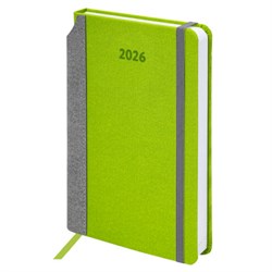 Ежедневник датированный 2026 А5 138x213 мм, BRAUBERG "Mosaic", под кожу, карман для ручки, зеленый, 117111 - фото 14988575