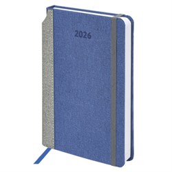 Ежедневник датированный 2026 А5 138x213 мм, BRAUBERG "Mosaic", под кожу, карман для ручки, синий, 117112 - фото 14988576