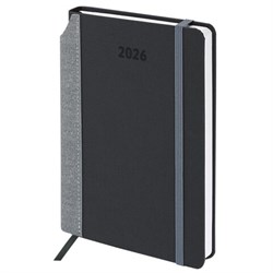 Ежедневник датированный 2026 А5 138x213 мм, BRAUBERG "Mosaic", под кожу, карман для ручки, черный, 117114 - фото 14988578