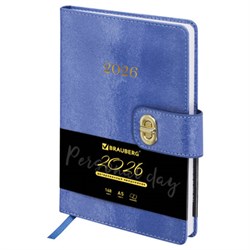 Ежедневник датированный 2026 А5 138х213 мм, BRAUBERG "Elegant", под кожу, застежка, темно-синий, 117366 - фото 14988712