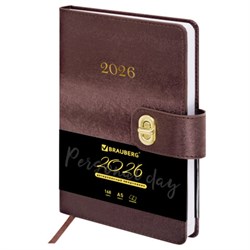 Ежедневник датированный 2026 А5 138х213 мм, BRAUBERG "Elegant", под кожу, застежка, бордовый, 117367 - фото 14988713