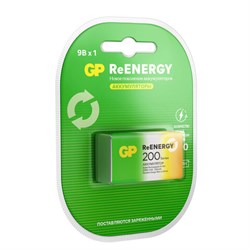 Батарейка аккумуляторная GP ReEnergy Ni-Mh 1 шт., "Крона" (20R8H 9V), 200 mAh, 20R8HRGY-2CRCB1 - фото 14999056