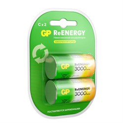 Батарейки аккумуляторные GP ReEnergy Ni-Mh КОМПЛЕКТ 2 шт., С (HR14), 3000 mAh, 300CHCRGY-2CRCB2 - фото 14999068
