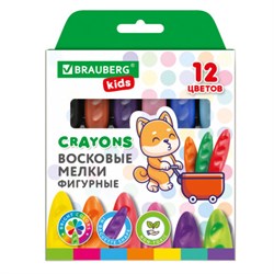 Восковые мелки фигурные BRAUBERG KIDS "Батоны", 12 цветов, 273093 - фото 15003294
