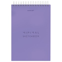 Скетчбук, белая бумага 100 г/м2, 140х201 мм, 60 л., гребень, жёсткая подложка, BRAUBERG ART, Minimal сиреневый, 116901 - фото 15013667