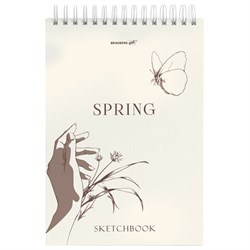 Скетчбук, белая бумага 100 г/м2, 140х201 мм, 60 л., гребень, жёсткая подложка, BRAUBERG ART, Ассорти Beige, 116904 - фото 15013670