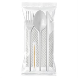 Набор одноразовых приборов № 5 на 1 персону, 5 предметов (вилка, ложка, нож, салфетка зубочистка) - фото 15013715