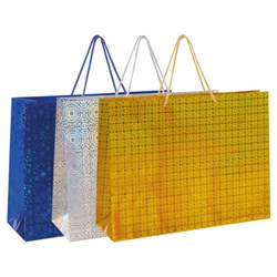 Пакет подарочный 45x13x33 см (XL), НАБОР 3 шт., 3 дизайна, голография, ЗОЛОТАЯ СКАЗКА, 609736 - фото 15020843