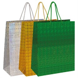 Пакет подарочный 33x13x45 см (XL), НАБОР 3 шт., 3 дизайна, голография, ЗОЛОТАЯ СКАЗКА, 609737 - фото 15020844