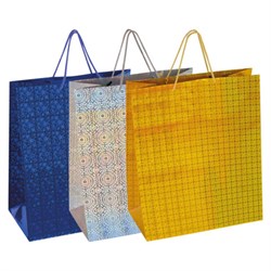 Пакет подарочный 41x19x49 см (XXL), НАБОР 3 шт., 3 дизайна, голография, ЗОЛОТАЯ СКАЗКА, 609738 - фото 15020845