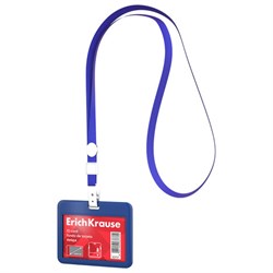 Бейдж горизонтальный ERICH KRAUSE (85х54 мм), корпус синий, цвет ленты синий, 63737 - фото 15023141