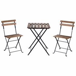 Комплект складной мебели (стол и 2 стула) NOSTRESS (НОСТРЕСС) "Woodstock FS-003A", металл черный, акация, 680060 - фото 15023675
