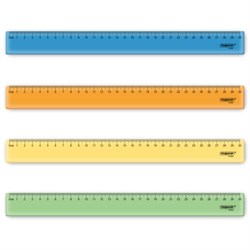 Линейка пластиковая 30 см, ПИФАГОР, прозрачная, неоновая, ассорти, 210840 - фото 15032737