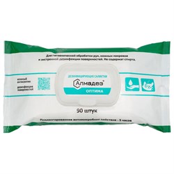 Дезинфицирующие салфетки бесспиртовые 90 шт., АЛМАДЕЗ-ОПТИМА, для обработки рук и поверхностей, САЛ-В-52 - фото 15032822