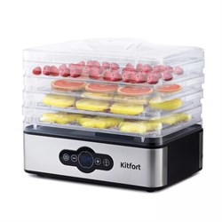 Сушилка для овощей KITFORT КТ-1914, 240 Вт, 5 поддонов, электронное управление, черная/серебристая - фото 15036509