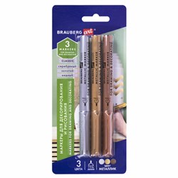 Набор маркеров для декорирования и рисования 3 ЦВЕТА BRAUBERG ART METALLIC, линия письма 1-3 мм, 152440 - фото 15037750