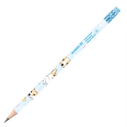 Карандаш чернографитный с принтом ЮНЛАНДИЯ КОРГИ, 1 шт., HB, с ластиком, корпус ассорти, 182009 - фото 15037751