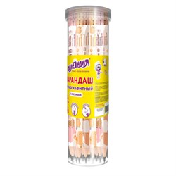 Карандаш чернографитный с принтом ЮНЛАНДИЯ "FAT ANIMALS", 1 шт., HB, с ластиком, корпус ассорти, 182012 - фото 15037752