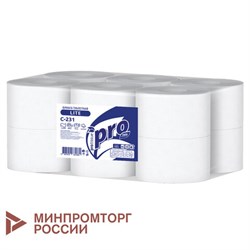 Бумага туалетная 200 метров, PROtissue (T2) LITE, 1-слойная, белая, КОМПЛЕКТ 12 рулонов, С231 - фото 15038952