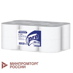 Бумага туалетная 170 метров, PROtissue (T2) PREMIUM, 2-слойная, белая, КОМПЛЕКТ 12 рулонов, С191 - фото 15038953