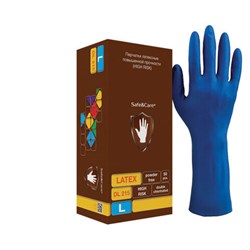 Перчатки латексные смотровые 25 пар (50 штук), размер 8-9, L (большой), повышенной прочности, SAFE&CARE High Risk DL215 - фото 15042248