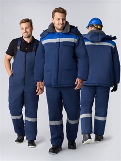 Костюм зимний Труженик-Ультра-2 СОП (тк.Смесовая,210) п/к, т.синий/васильковый - фото 15052565