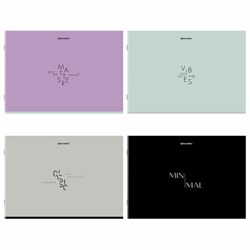 Альбом для рисования А4, 40 листов, скоба, обложка картон, BRAUBERG, 203х288 мм, "МИНИМАЛ" (4 вида), 107116 - фото 15054007