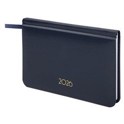 Еженедельник датированный 2026, МАЛЫЙ ФОРМАТ, 95х155 мм, А6, BRAUBERG "Select", балакрон, темно-синий, 117192 - фото 15054339