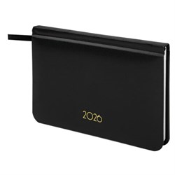 Еженедельник датированный 2026, МАЛЫЙ ФОРМАТ 95х155 мм, А6, BRAUBERG "Select", балакрон, черный, 117193 - фото 15054340