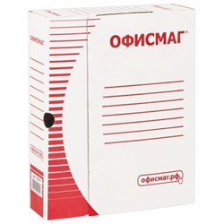 Короб архивный с клапаном А4 (260х325 мм), 75 мм, до 700 листов, плотный, микрогофрокартон, БЕЛЫЙ, ОФИСМАГ, 123017 - фото 15054490