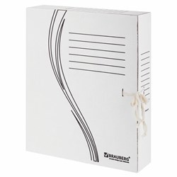 Папка архивная с завязками А4 (325х260 мм), 75 мм, до 700 листов, плотная, микрогофрокартон, БЕЛАЯ, BRAUBERG, 124850 - фото 15054552