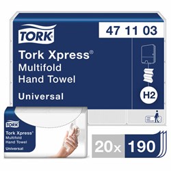 Полотенца бумажные (1 пачка, 190 листов) TORK (H2) UNIVERSAL, 2-слойные, цвет натуральный, 23,4х21,3 см, Z-сложение, 471103 - фото 15054591