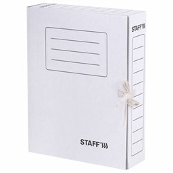 Папка архивная с завязками А4 (325х250 мм), 75 мм, до 700 листов, микрогофрокартон, БЕЛАЯ, STAFF, 128869 - фото 15054633