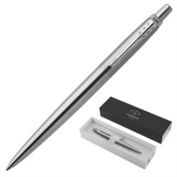Ручка шариковая PARKER "Jotter Core Stainless Steel CT", корпус серебристый, детали хром, синяя, 1953170 - фото 15054710