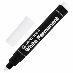 Маркер перманентный БЕЛЫЙ CENTROPEN, круглый наконечник, 2,5 мм, 8586, 5 8586 0100 - фото 15054870