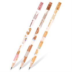 Набор карандашей чернографитных с принтом ЮНЛАНДИЯ "FAT ANIMALS", 12 штук, HB, с ластиком, корпус ассорти, 182035 - фото 15054997