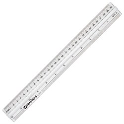 Линейка пластиковая 30 см, BRAUBERG, с держателем, прозрачная, европодвес, 210303 - фото 15055134