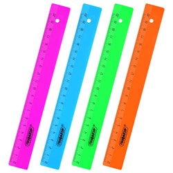 Линейка пластиковая 20 см, ПИФАГОР, неоновая, ассорти, 210788 - фото 15055156