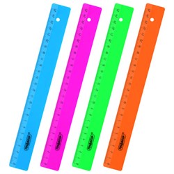 Линейка пластиковая 25 см, ПИФАГОР, неоновая, ассорти, 210790 - фото 15055157