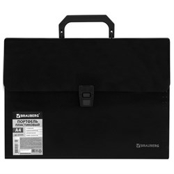 Папка-портфель пластиковая BRAUBERG А4 (332х245х35 мм), 13 отделений, фактура диагональ, черная, 221375 - фото 15055192