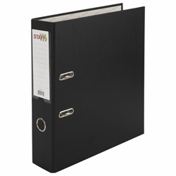 Папка-регистратор STAFF "Manager" с покрытием из ПВХ, 70 мм, без уголка, черная, 225187 - фото 15055291
