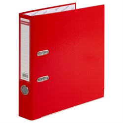 Папка-регистратор, покрытие пластик, 50 мм, ПРОЧНАЯ, с уголком, BRAUBERG, красная, 226592 - фото 15055326