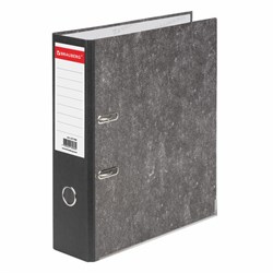 Папка-регистратор BRAUBERG, усиленный корешок, мраморное покрытие, 80 мм, с уголком, черная, 227188 - фото 15055345