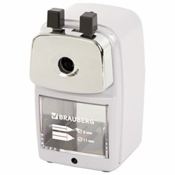 Точилка механическая BRAUBERG "METALLIC-X", для ч/гр и цветных карандашей (в том числе утолщенных), крепление, металлический корпус, 228481 - фото 15055411