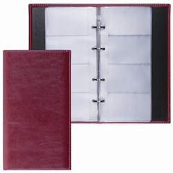 Визитница на кольцах BRAUBERG "Imperial", на 240 визиток, под гладкую кожу, бордовая, 231665 - фото 15055512