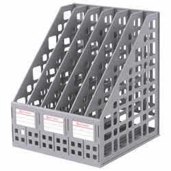 Лоток вертикальный для бумаг BRAUBERG "MAXI Plus", 240 мм, 6 отделений, сетчатый, сборный, серый, 237016 - фото 15055673